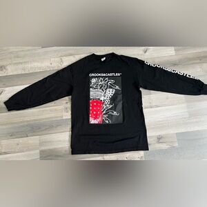 Crooks & Castles Black Medusa Bandana Long Sleeve Shirt Large